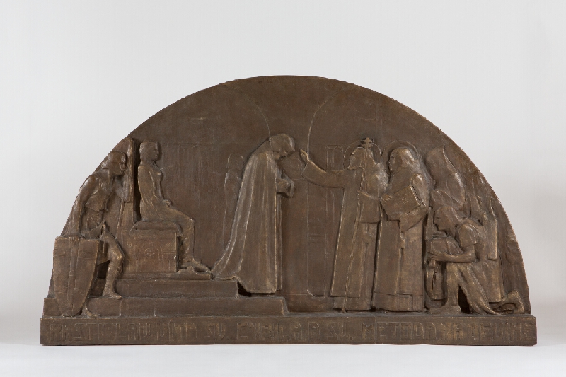 Ján Koniarek – Rastislav víta sv.Cyrila a sv. Metoda na Devíne 