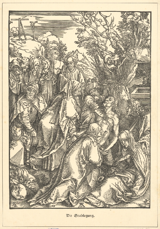 Albrecht Dürer – Nesenie kríža (5) a Ukladanie Krista do hrobu 
