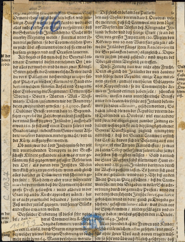 Stredoeurópsky grafik z 1. polovice 17. storočia – Portrét generála Cromwela 