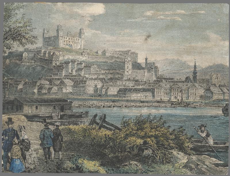 Stredoeurópsky grafik z 19. storočia – Bratislava-pohľad z juhu 