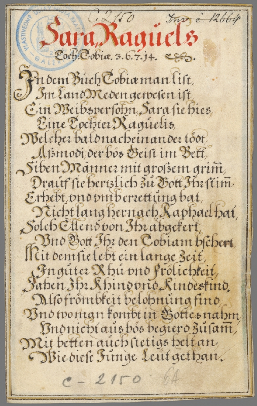 Jan Collaert II, Maarten de Vos st. – Sara Raquele 