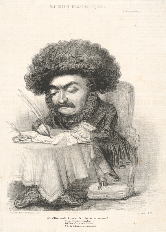 Francúzsky grafik z polovice 19. storočia – Karikatúra novinára 
