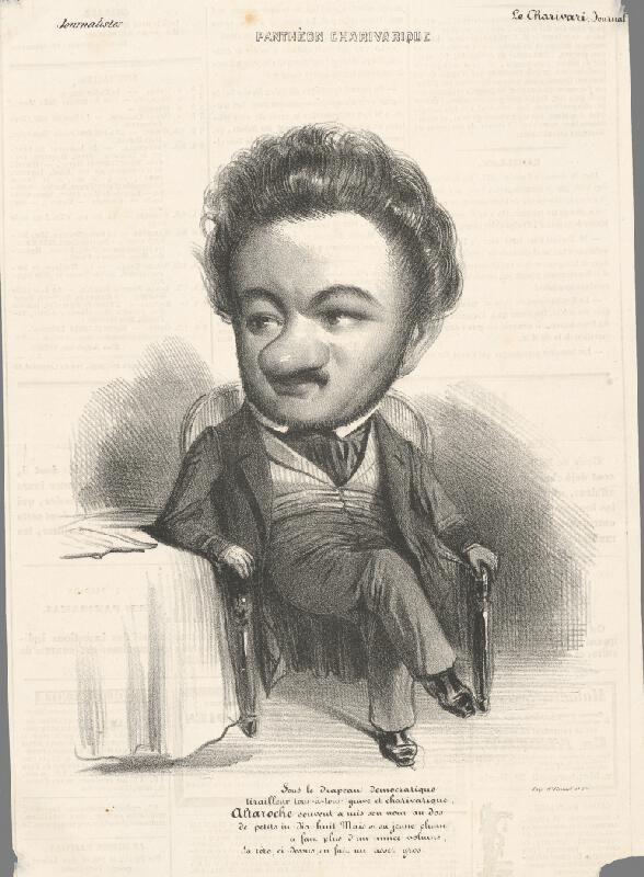 Francúzsky grafik z polovice 19. storočia – Karikatúra novinára 
