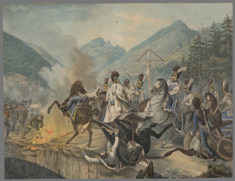 Stredoeurópsky grafik z 19. storočia – Bitka pri moste Kodilach 