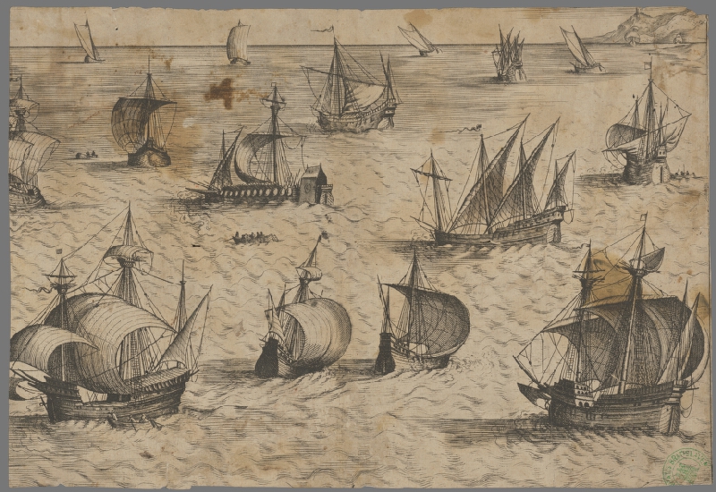 Stredoeurópsky grafik z konca 17. a začiatku 18. storočia – Plachtenie na mori 
