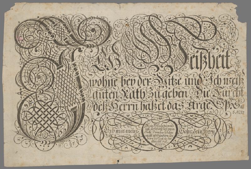 Nemecký grafik z 19. storočia – List s mravoučným textom 