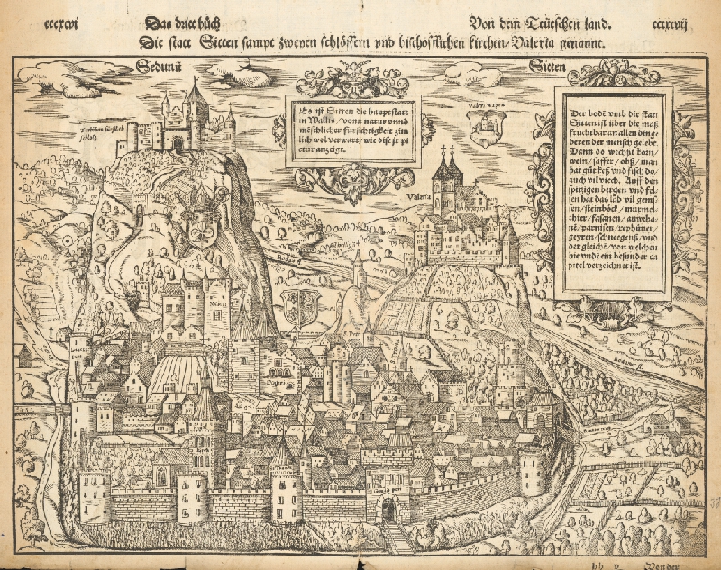 Stredoeurópsky grafik zo 17. storočia – Pohľad na mesto Sitten 