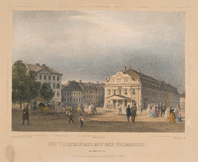 Franz Josef Sandmann, Rudolf Alt, Johann Höfelich – Divadelné námestie (dnes Hviezdoslavovo) a promenáda v Bratislave 