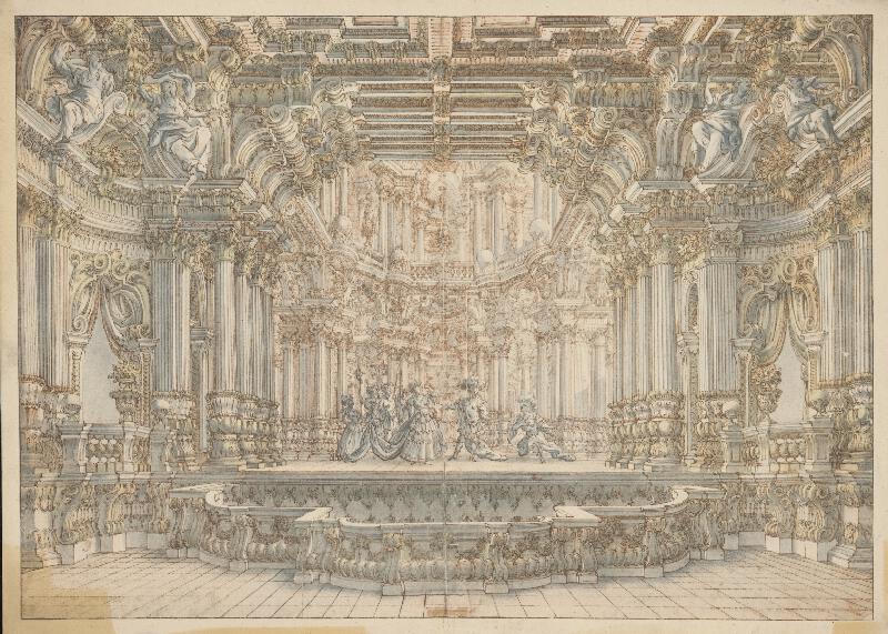 Francúzsky grafik zo 17. storočia – Interiér divadla 