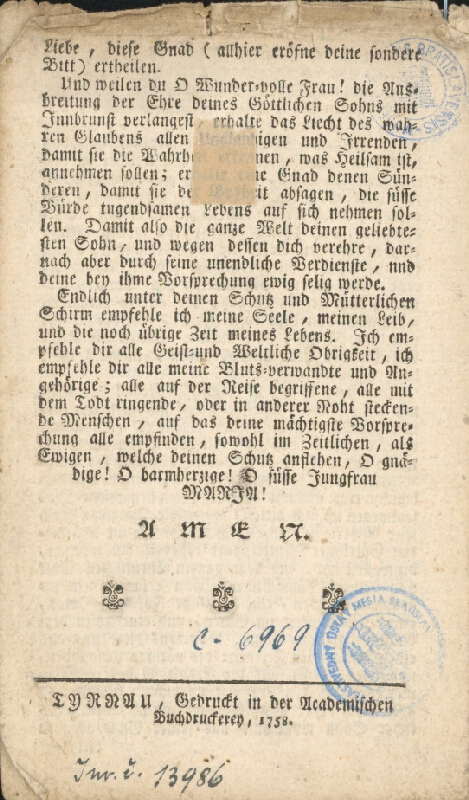 Franz Leopold Schmittner – Milosrdná socha Dubnickej Panny Márie v Dubnici n. V. (Panna Mária Dubnická) 