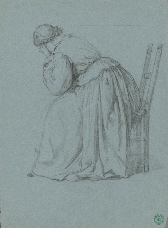 Stredoeurópsky grafik z 19. storočia – Sediaca žena 
