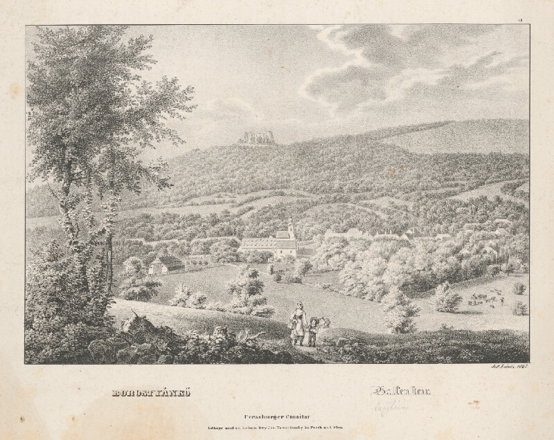 Jozef Anton Lántz – Pohľad na Borinku a hrad Pajštún 