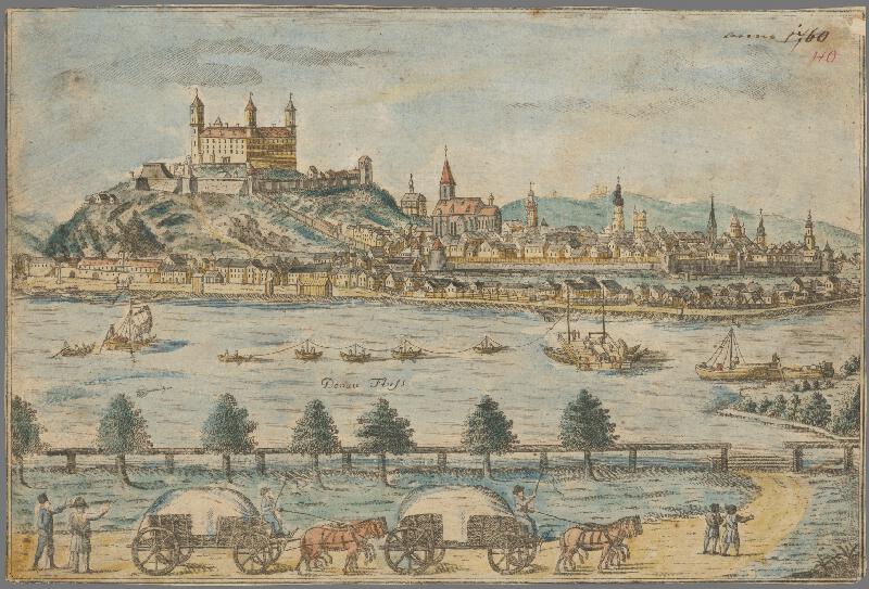 Stredoeurópsky grafik z 18. storočia – Bratislava v 18. storočí - pohľad z juhu 