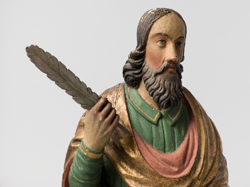 Slovenský rezbár z 19. storočia – Evanjelista s knihou a perom 