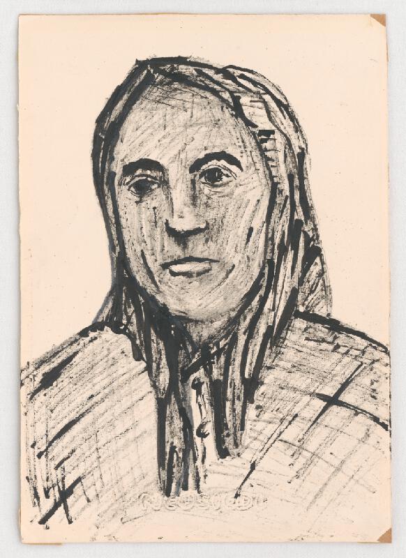 Lajos Kassák – Žena so šatkou na hlave 