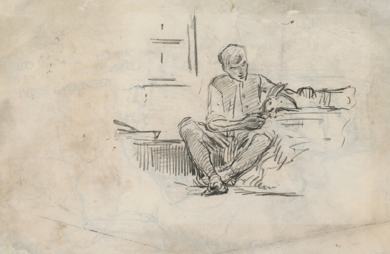 Ladislav Mednyánszky – Štúdia chlapca so zajacom 