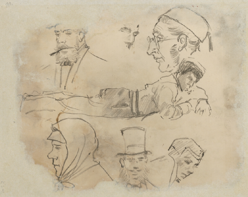 Ladislav Mednyánszky – Štúdia ležiaceho muža a hláv 