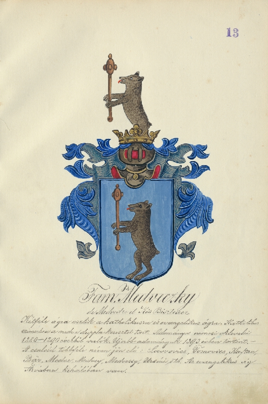 Adolf Medzihradský – Erb rodiny Medveckej 