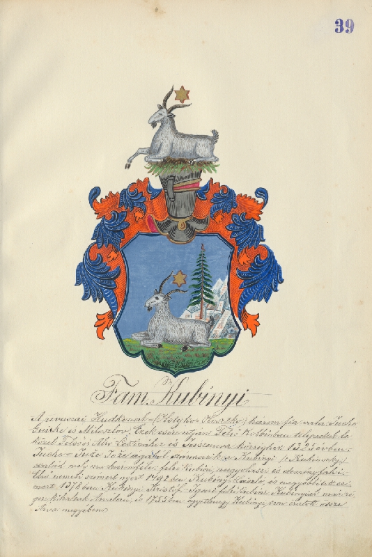 Adolf Medzihradský – Erb rodiny Kubínyiovej 