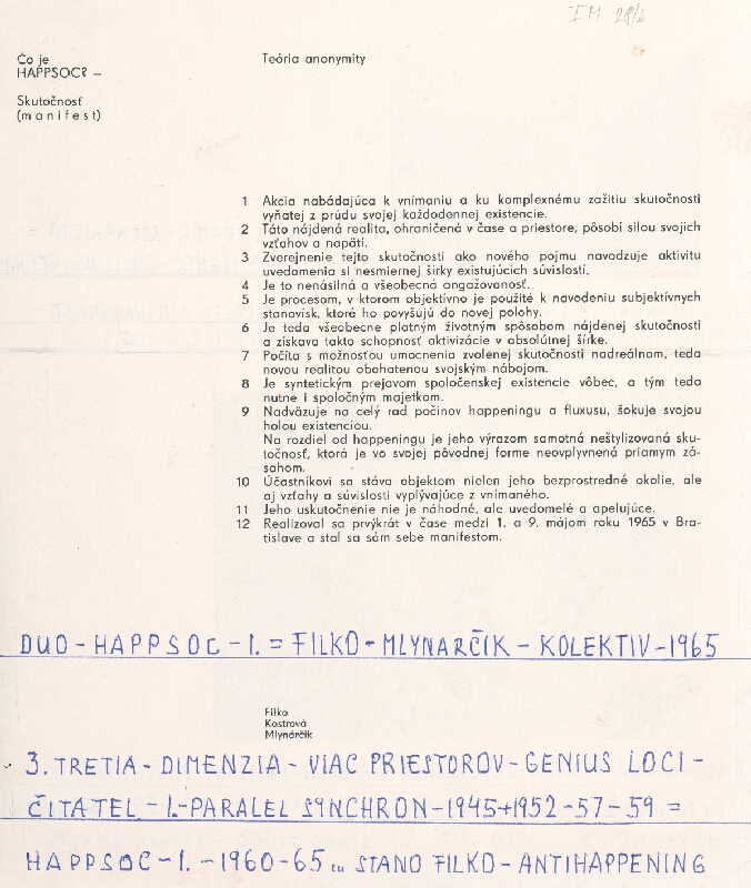 Stanislav Filko – HAPPSOC – 1. / HAPPSOC – 2. – 1960-65 – ... STANO FILKO - ANTIHAPPENING (časť názvu) 