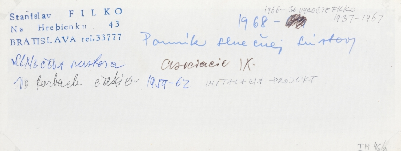 Stanislav Filko – Pomník slnečnej sústavy, Asociácie IX.  