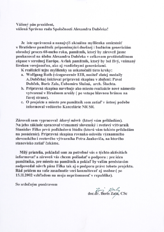 Stanislav Filko – Bez uvedenia názvu (K návrhu do súťaže o pamätník protitotalitného vystúpenia ’68 – k nedožitým 80. narodeninám A. Dubčeka)  