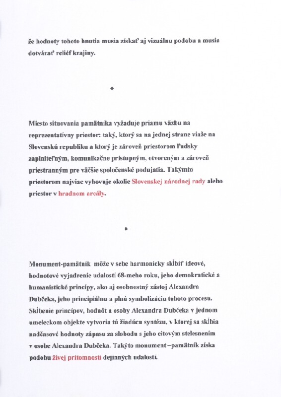 Stanislav Filko – Bez uvedenia názvu (K návrhu do súťaže o pamätník protitotalitného vystúpenia ’68 – k nedožitým 80. narodeninám A. Dubčeka)  