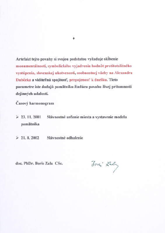 Stanislav Filko – Bez uvedenia názvu (K návrhu do súťaže o pamätník protitotalitného vystúpenia ’68 – k nedožitým 80. narodeninám A. Dubčeka)  