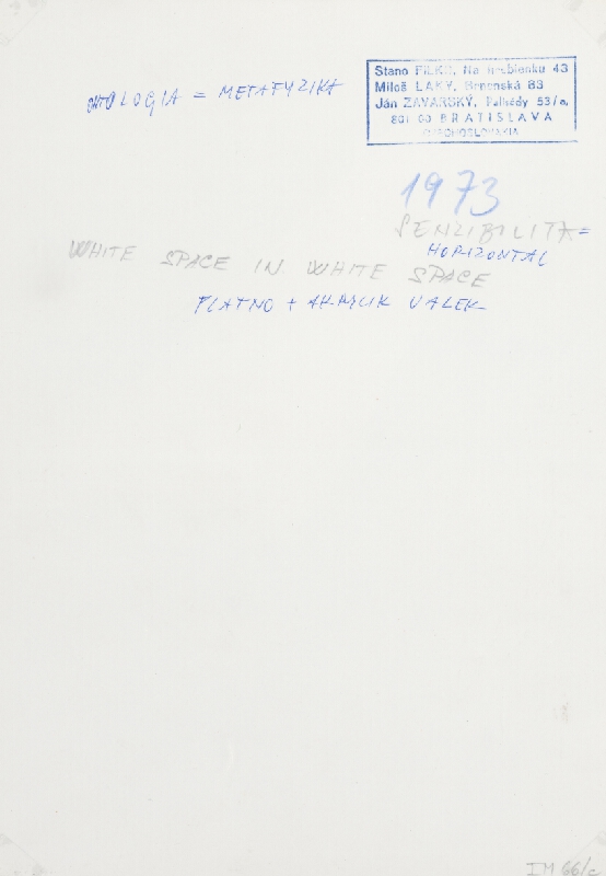Stanislav Filko, Miloš Laky, Ján Zavarský – SENZIBILITA = HORIZONTAL – WHITE SPACE IN WHITE SPACE,  