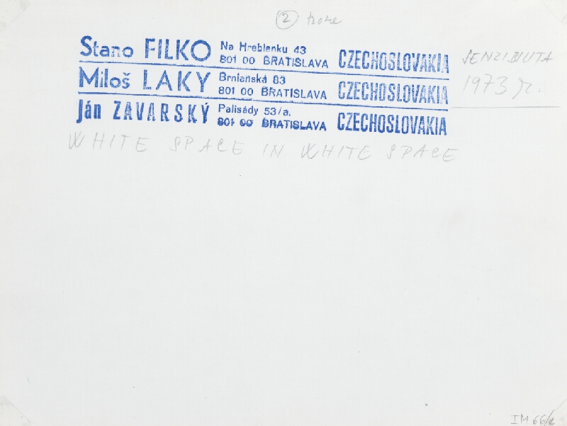 Stanislav Filko, Miloš Laky, Ján Zavarský – SENZIBILITA – WHITE SPACE IN WHITE SPACE  
