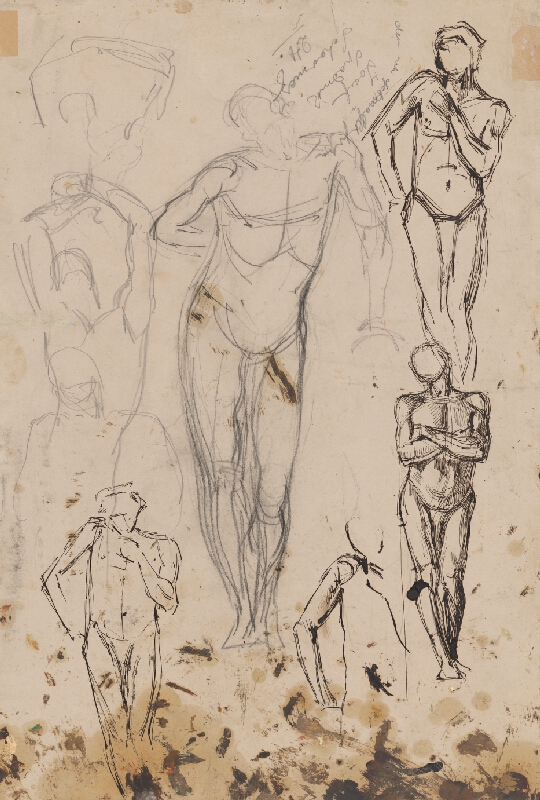 Ladislav Mednyánszky – Štúdie a náčrty stojacich mužských aktov 