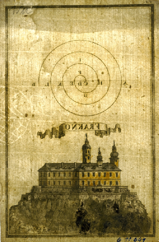 Gabriel Bodenehr st., Justus van den Nypoort – Geometrická figúra a pohľad na hrad Fraknó (Forchtenau) 