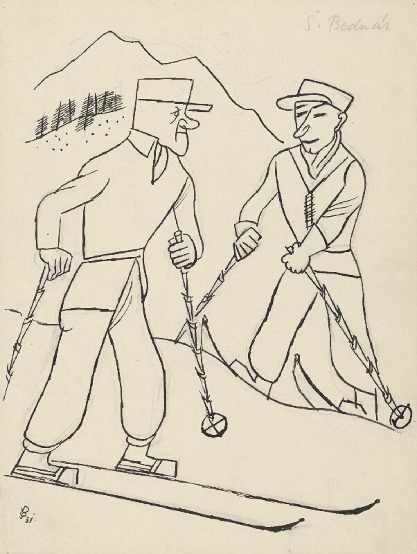 Štefan Bednár – Dvaja lyžiari - 1931 
