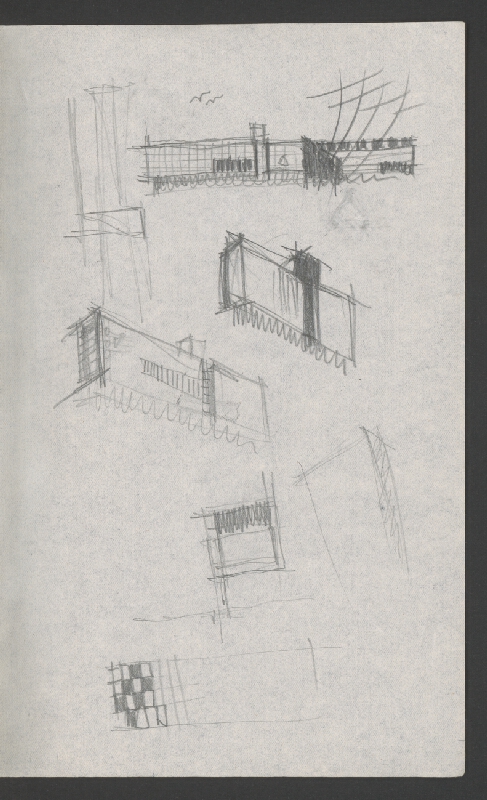 Vladimír Dedeček – Vysoká škola poľnohospodárska v Nitre. Skicár. Štyridsiaty štvrtý list. 