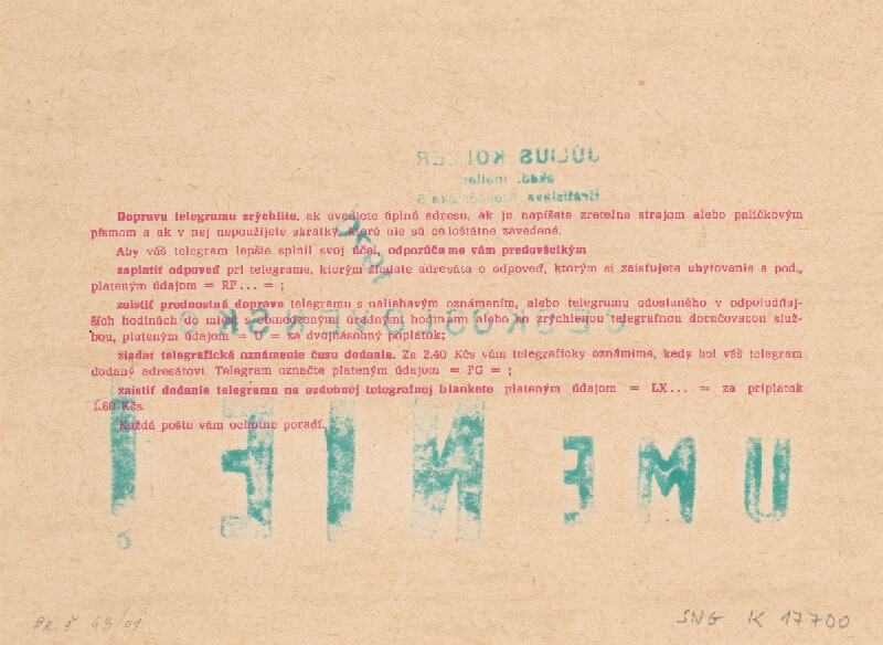 Július Koller – UmeNie - telegram 