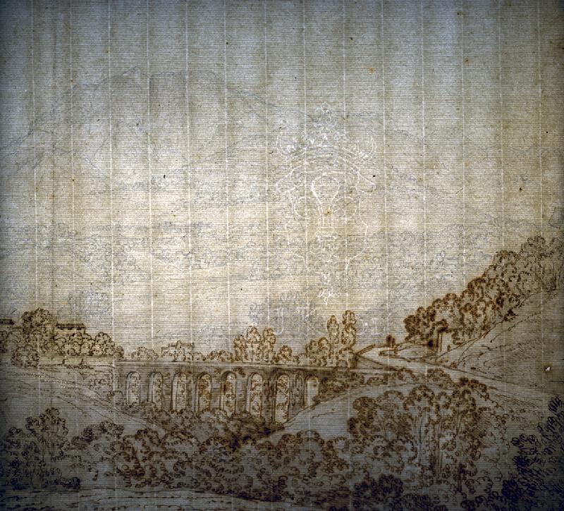 Francúzsky majster z 19. storočia – Krajina z južného Francúzska s rímskym akvaduktom 