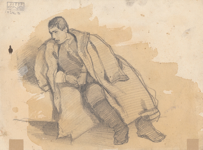 Ladislav Mednyánszky – Sketch of a Man sitting Half-Naked from a Side View (In Prison I.) 