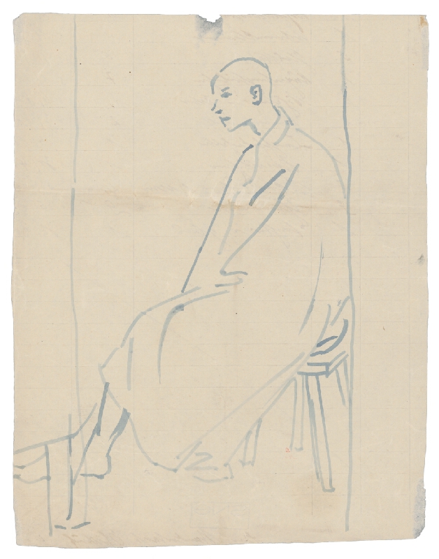 Jozef Fedora – Sediaci muž na drevenej lavici 