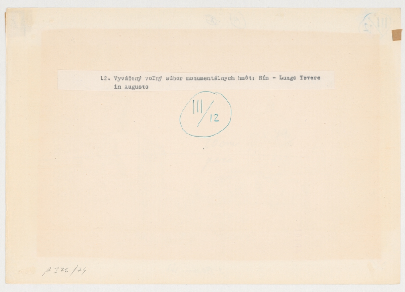 Emanuel Hruška – Rukopis knihy K tvorbe urbanistického prostredia. Rím - Lungo Tevere in Augusto. 