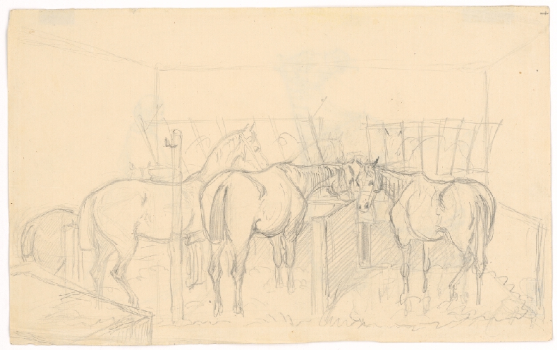 Friedrich Carl von Scheidlin – Štúdia koní priviazaných pri hrante 