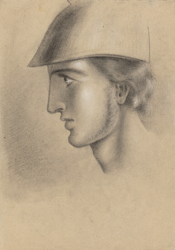 Ladislav Mednyánszky – Hlava mladého muža v prilbe 