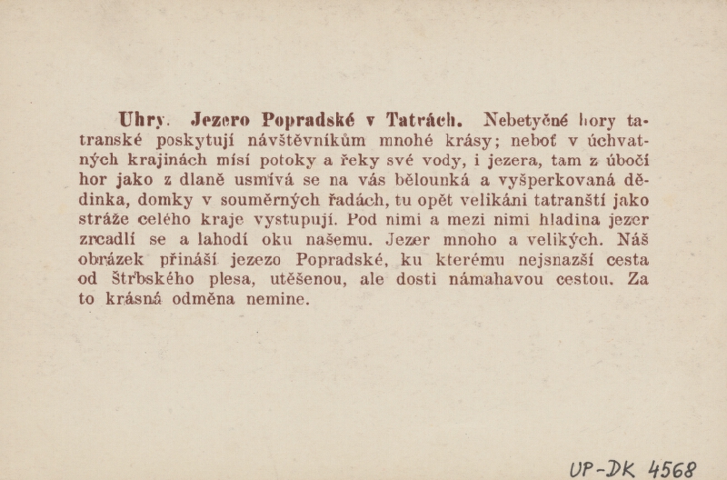 František Krátký – Tatry. Popradské pleso 