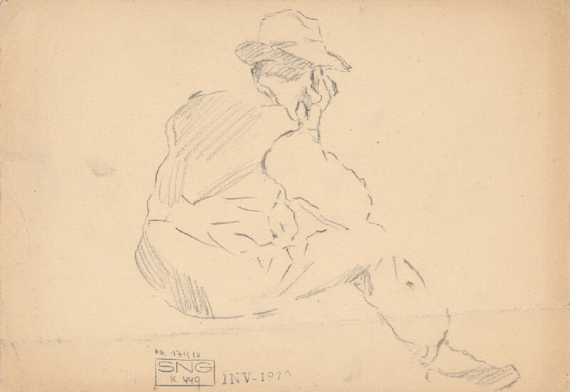 Gustáv Mallý – Study of a Seated Villager with Proped up Hand 