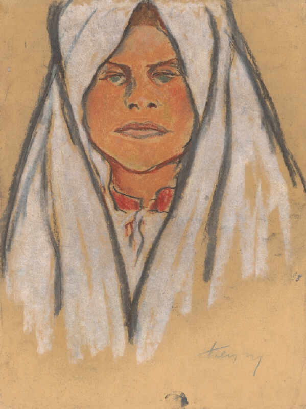 Zolo Palugyay – Head of a Girl in a White Scarf 