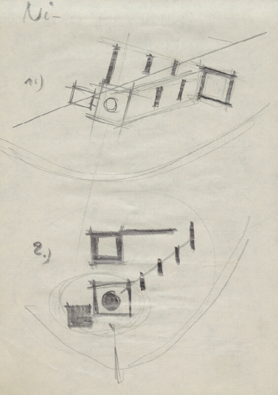 Vladimír Dedeček – Vysoká škola poľnohospodárska v Nitre. Skicár. Tridsiaty štvrtý list. 