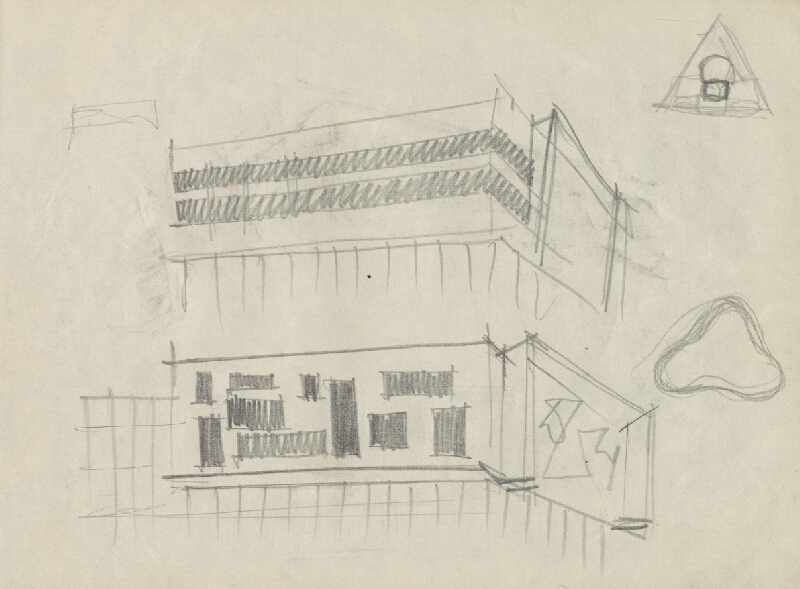 Vladimír Dedeček – Vysoká škola poľnohospodárska v Nitre. Skicár. Šestnásty list. 