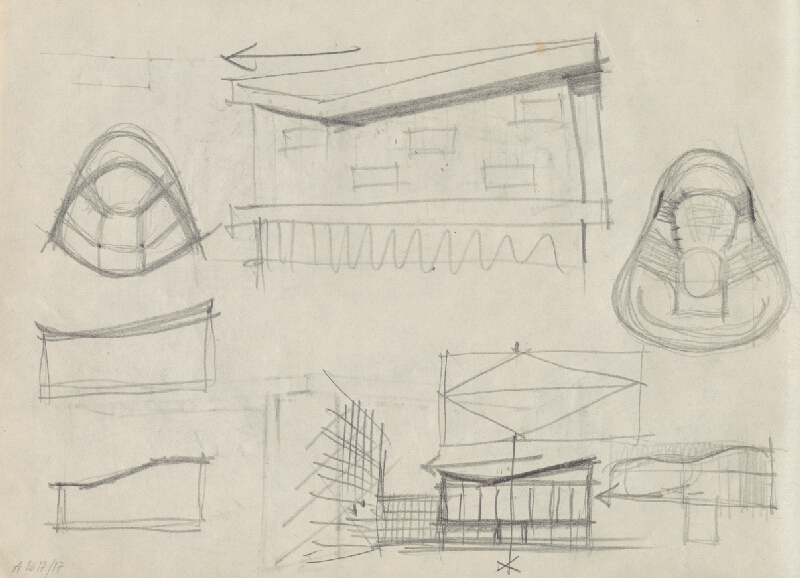 Vladimír Dedeček – Vysoká škola poľnohospodárska v Nitre. Skicár. Šestnásty list. 