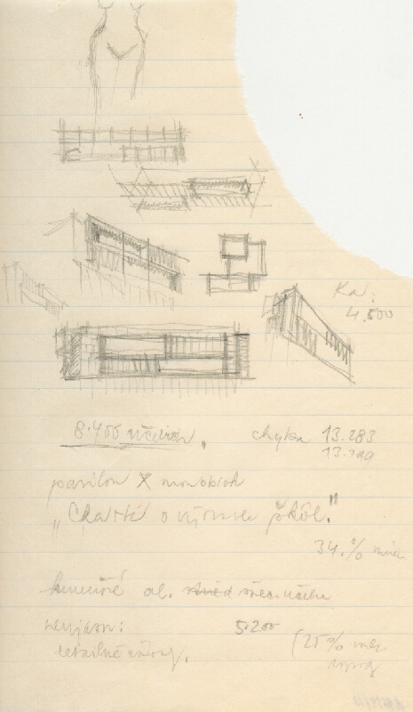 Vladimír Dedeček – Vysoká škola poľnohospodárska v Nitre. Skicár. Dvanásty list. 