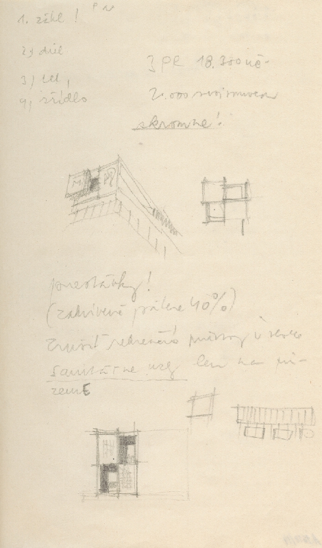 Vladimír Dedeček – Vysoká škola poľnohospodárska v Nitre. Skicár. Trinásty list. 