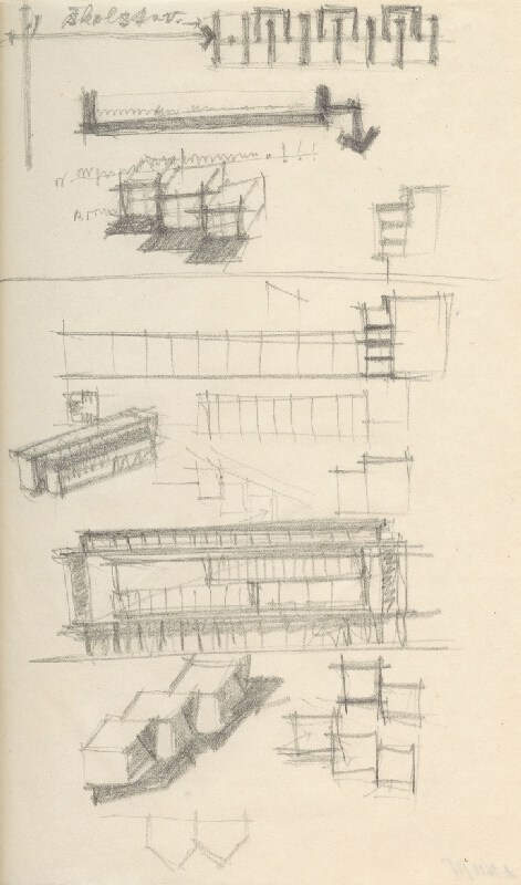 Vladimír Dedeček – Vysoká škola poľnohospodárska v Nitre. Skicár. Štrnásty list. 